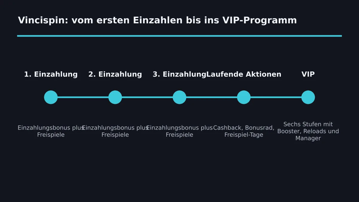Nach den drei Willkommensstufen folgen die wöchentlichen Aktionen und das VIP-Programm.